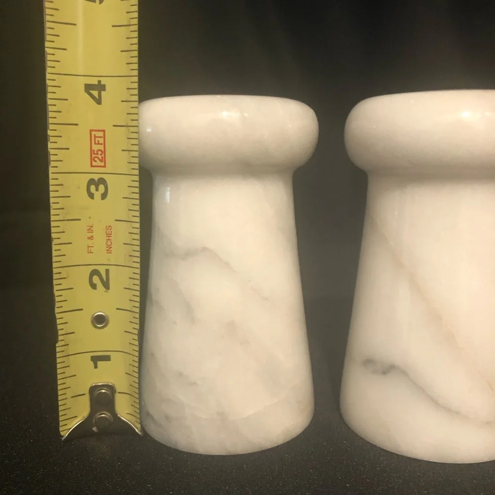 Mid-Century Modern Marble Stone Salt & Pepper Shakers - Picture 2 of 6